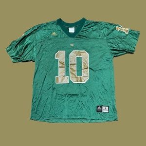 Adidas Notre Dame Fighting Irish Football Jersey Mens Large #10 Green Gold NCAA